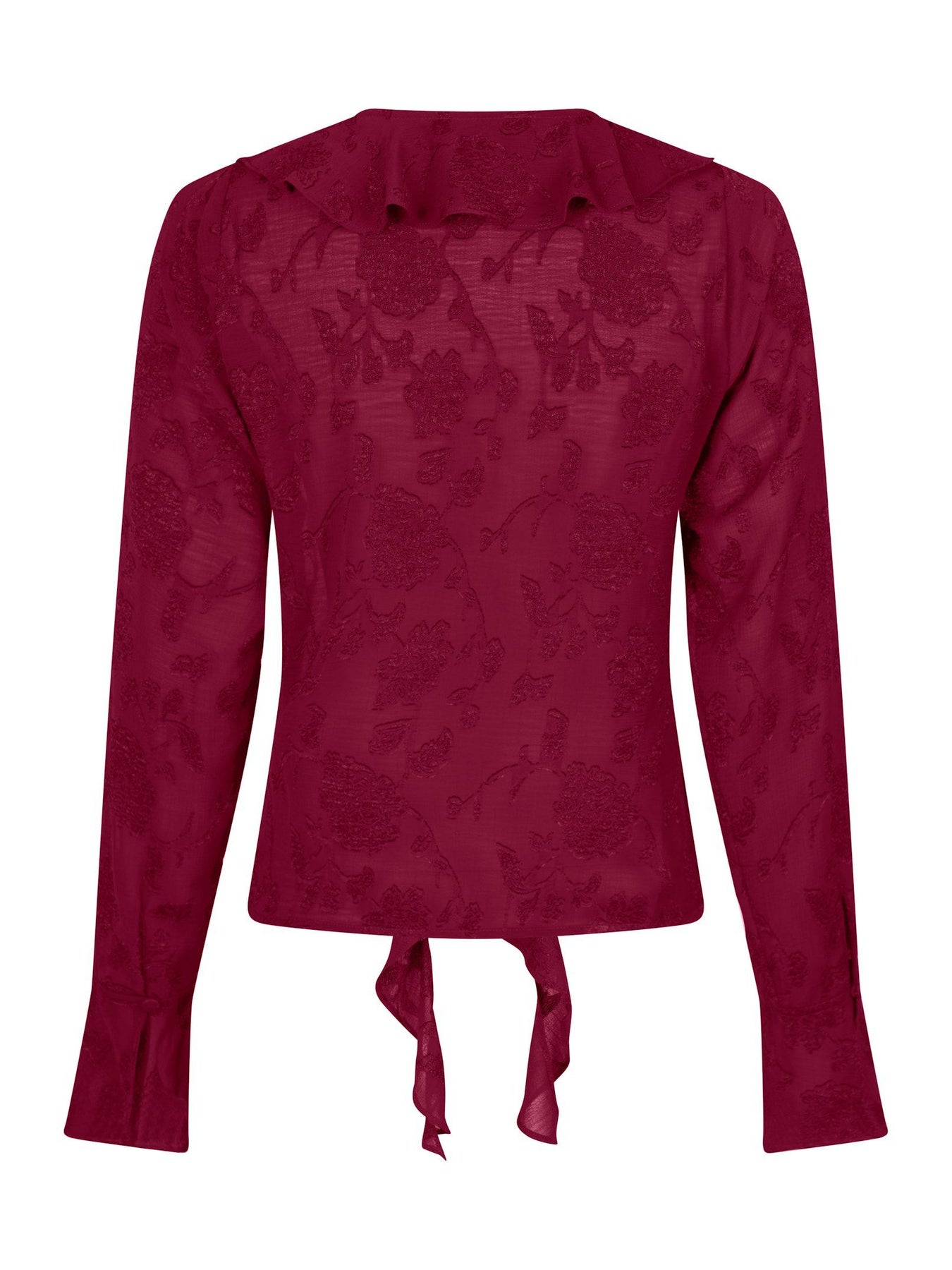 Anika Burnout Blouse - Burgundy
