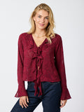 Anika Burnout Blouse - Burgundy