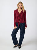 Anika Burnout Blouse - Burgundy