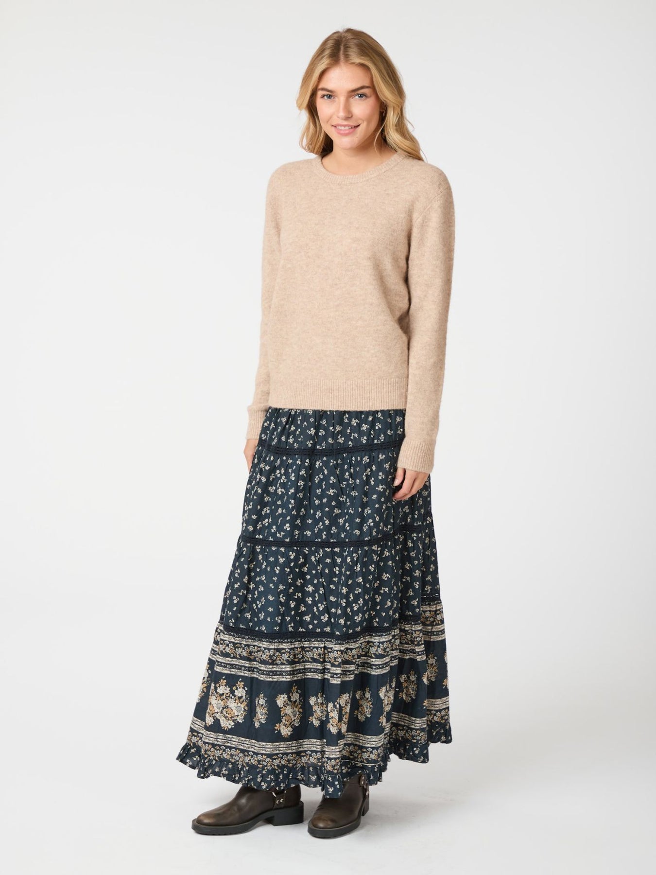 Felicia Mini Border Kjol - Camel