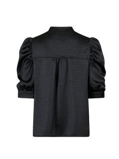 Roella Heavy Sateen Blouse - Black