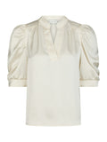 Roella Heavy Sateen Blus - Pearl