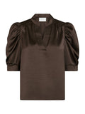 Roella Heavy Sateen Blouse - Dark Brown