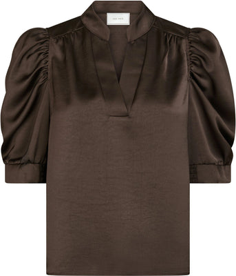Roella Heavy Sateen Blouse - Dark Brown