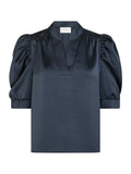 Roella Heavy Sateen Blus - Mörkblå