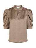Roella Heavy Sateen Blus - Dark Taupe