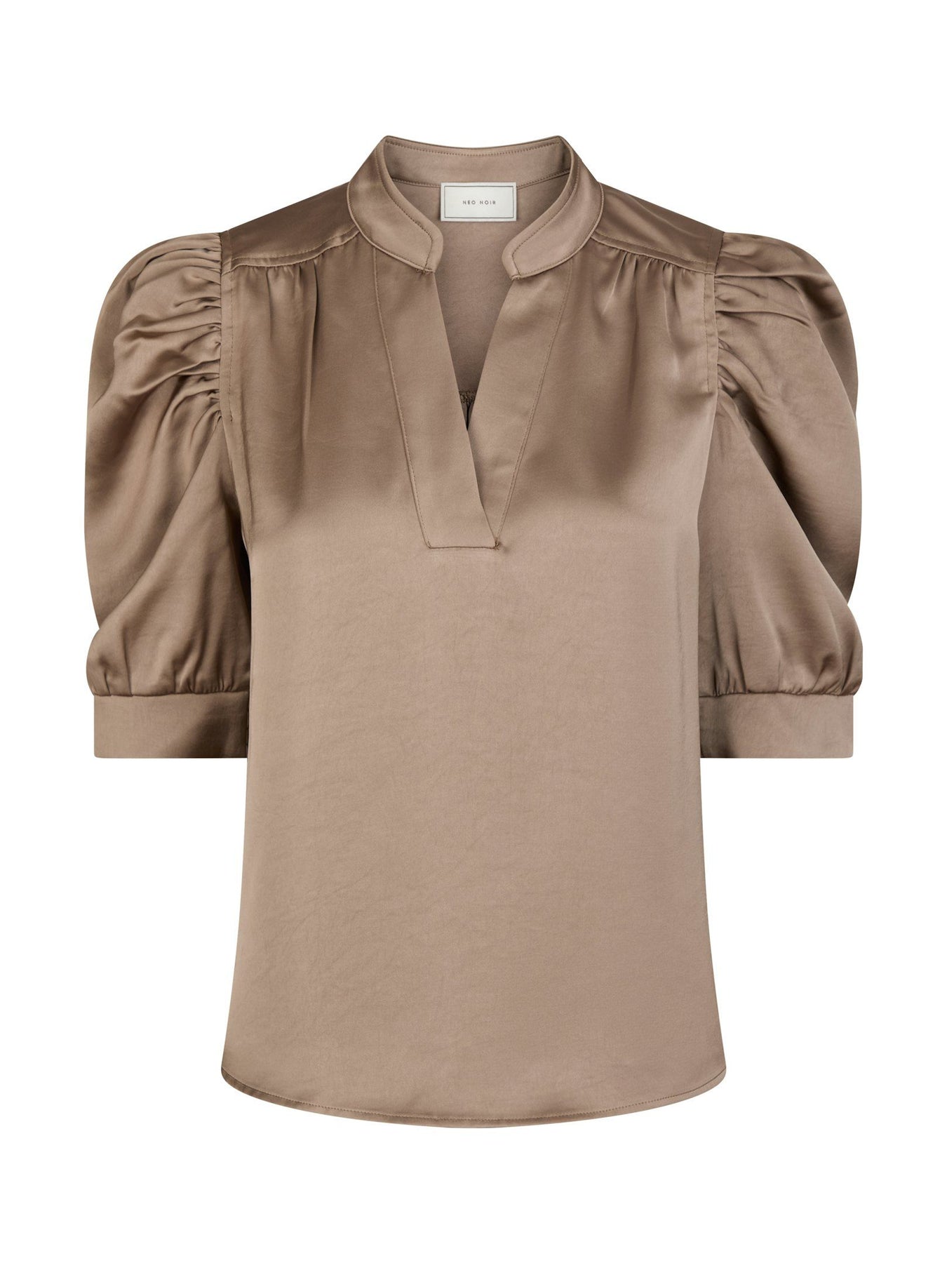 Roella Heavy Sateen Blus - Dark Taupe