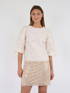 Lorraine Brocade Blouse - Ivory