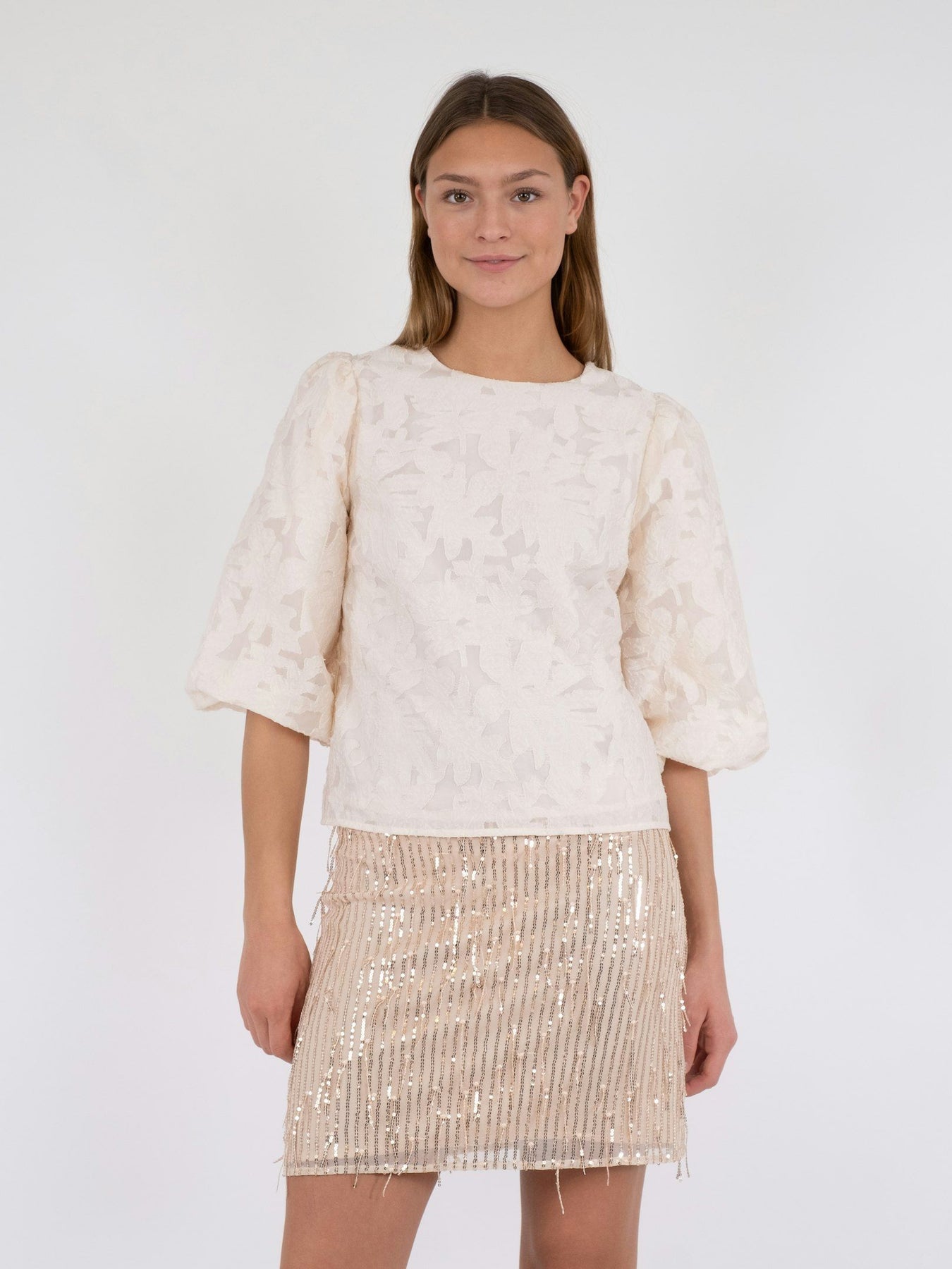 Lorraine Brocade Blouse - Ivory