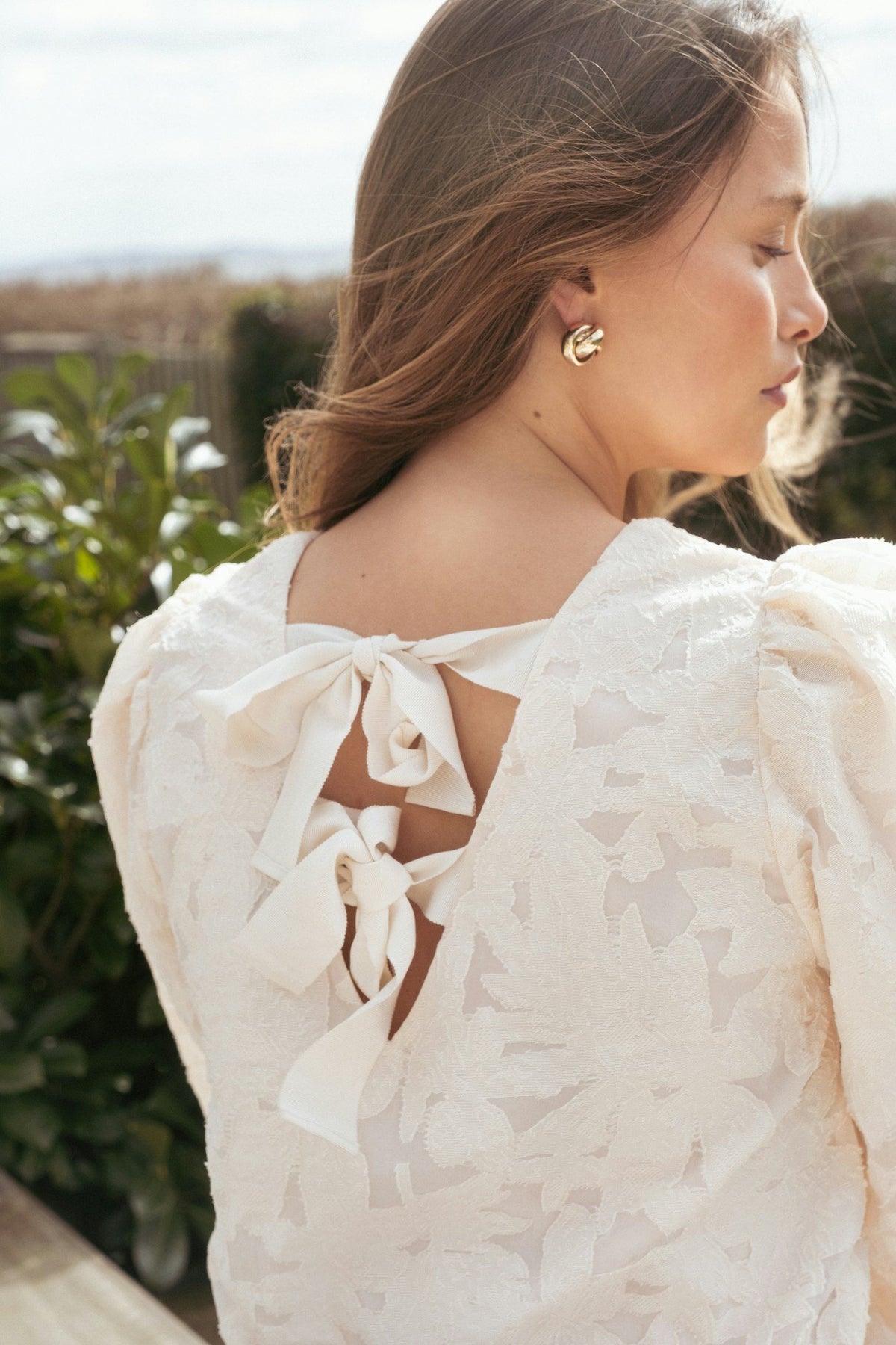 Lorraine Brocade Blouse - Ivory