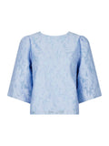 Lorraine Brocade Blouse - Sky Blue