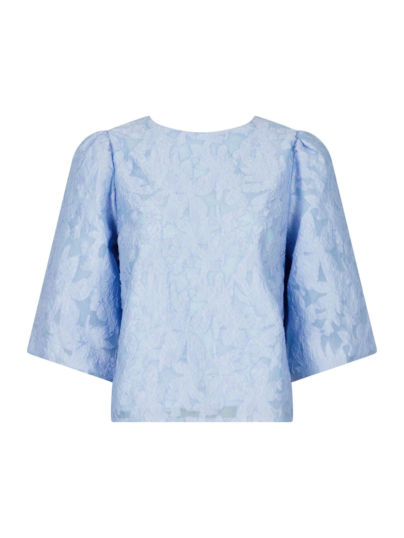Lorraine Brocade Blouse - Sky Blue