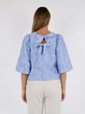 Lorraine Brocade Blouse - Sky Blue