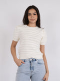 Sidra Stitch Solid Knit Blouse - Off White