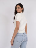 Sidra Stitch Solid Knit Blouse - Off White