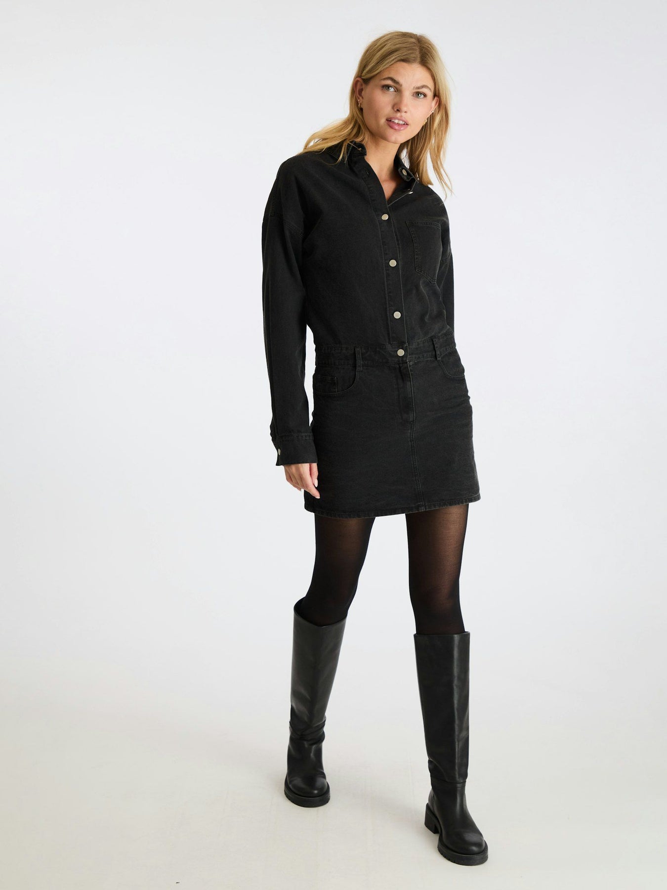 Zoe Denim Dress - Black