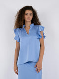 Stella Heavy Sateen Blouse - Dusty Blue