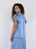 Stella Heavy Sateen Blouse - Dusty Blue