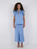 Stella Heavy Sateen Blouse - Dusty Blue