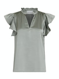 Stella Heavy Sateen Blouse - Smoke Green
