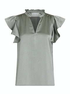 Stella Heavy Sateen Blouse - Smoke Green