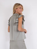 Stella Heavy Sateen Blouse - Smoke Green