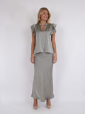 Stella Heavy Sateen Blouse - Smoke Green
