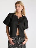 Aska Dull Satin Blouse - Black