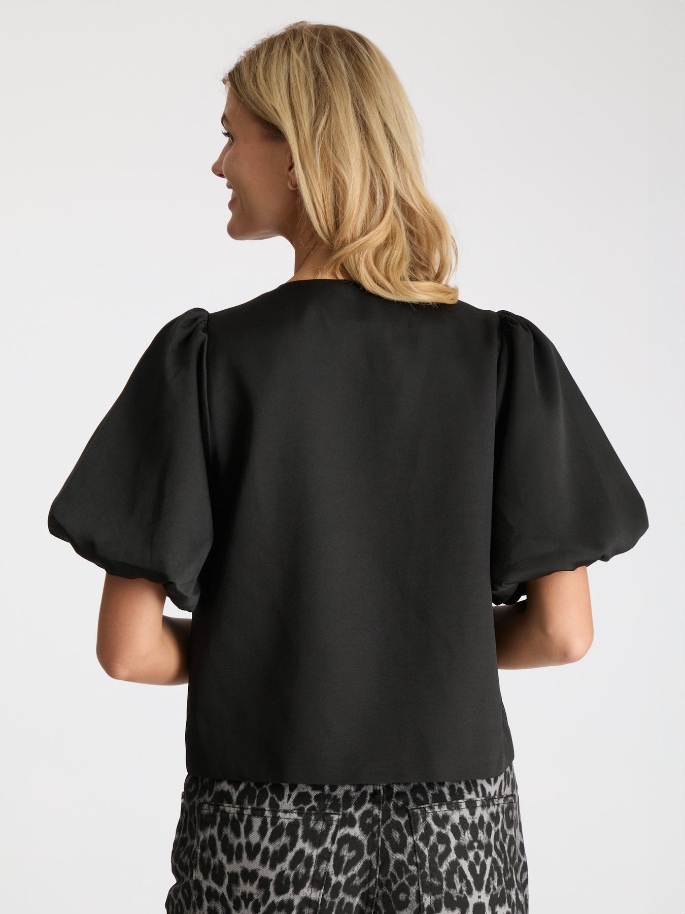 Aska Dull Satin Blouse - Black