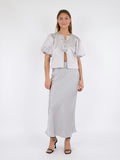 Aska Dull Satin Blouse - Light Grey