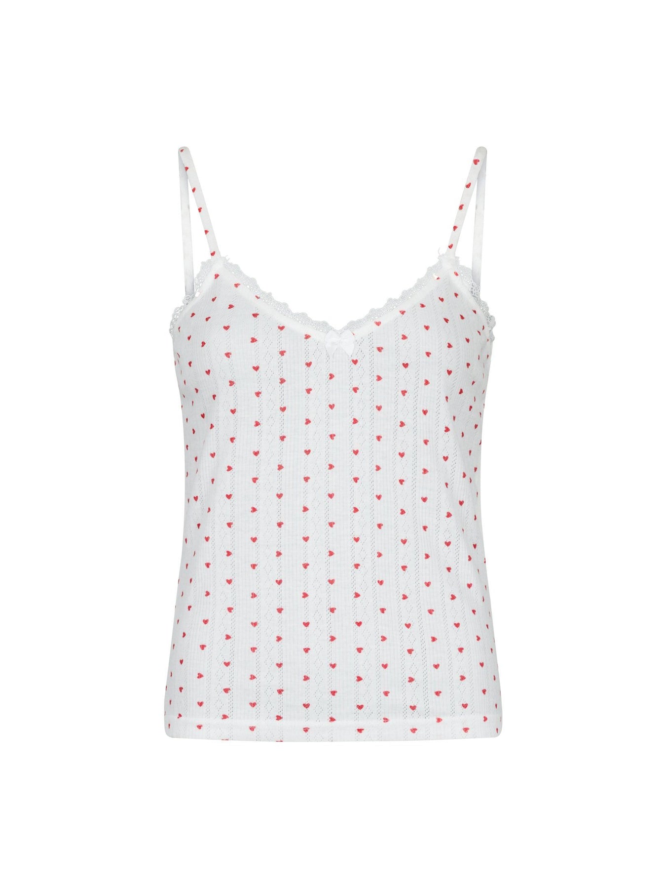 Lindsay Pointelle Heart Top - White