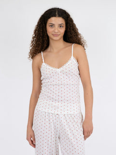 Lindsay Pointelle Heart Top - White
