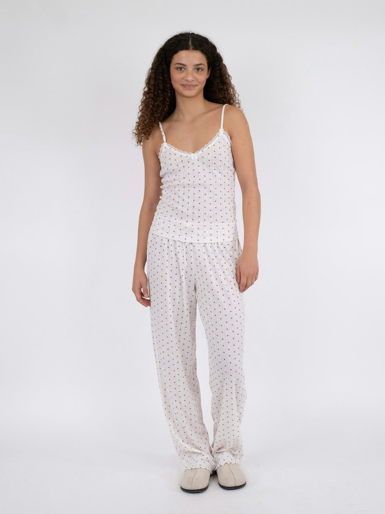 Lindsay Pointelle Heart Top - White