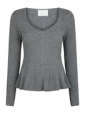 Sorene Knit Blouse - Dark Grey Melange