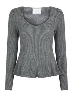 Sorene Knit Blouse - Dark Grey Melange