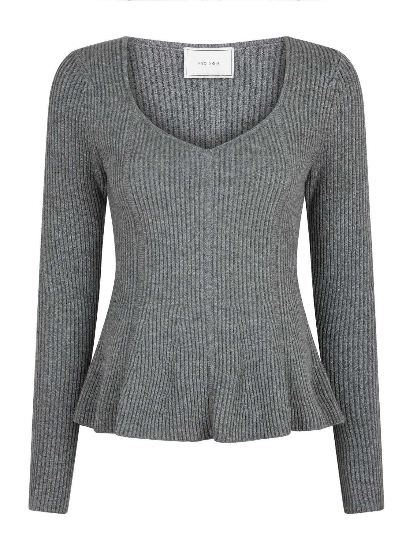 Sorene Knit Blouse - Dark Grey Melange