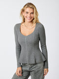 Sorene Knit Blouse - Dark Grey Melange