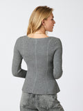 Sorene Knit Blouse - Dark Grey Melange