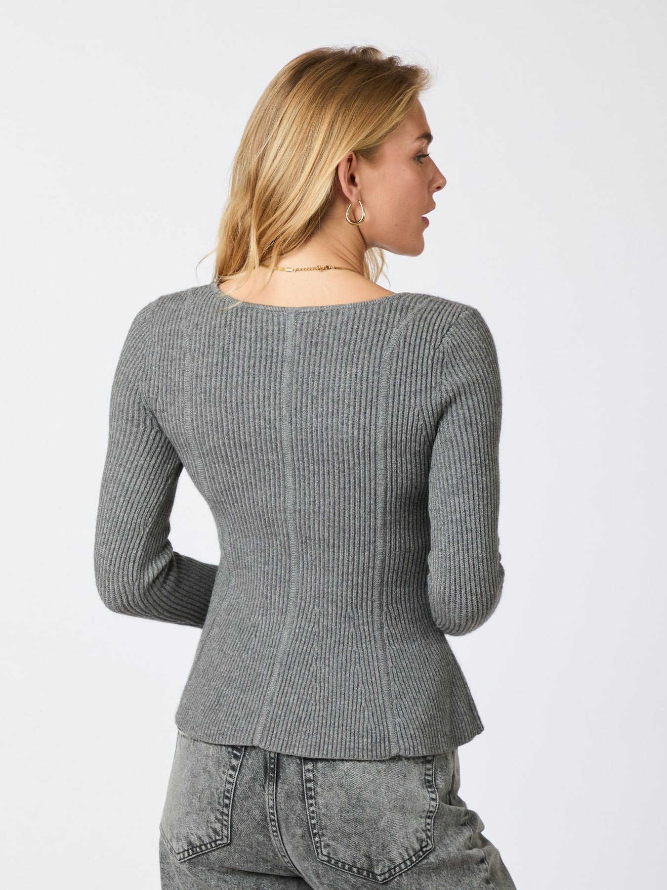 Sorene Knit Blouse - Dark Grey Melange
