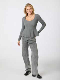Sorene Knit Blouse - Dark Grey Melange