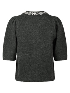 Maia Stone Knit Blouse - Antracit Melange