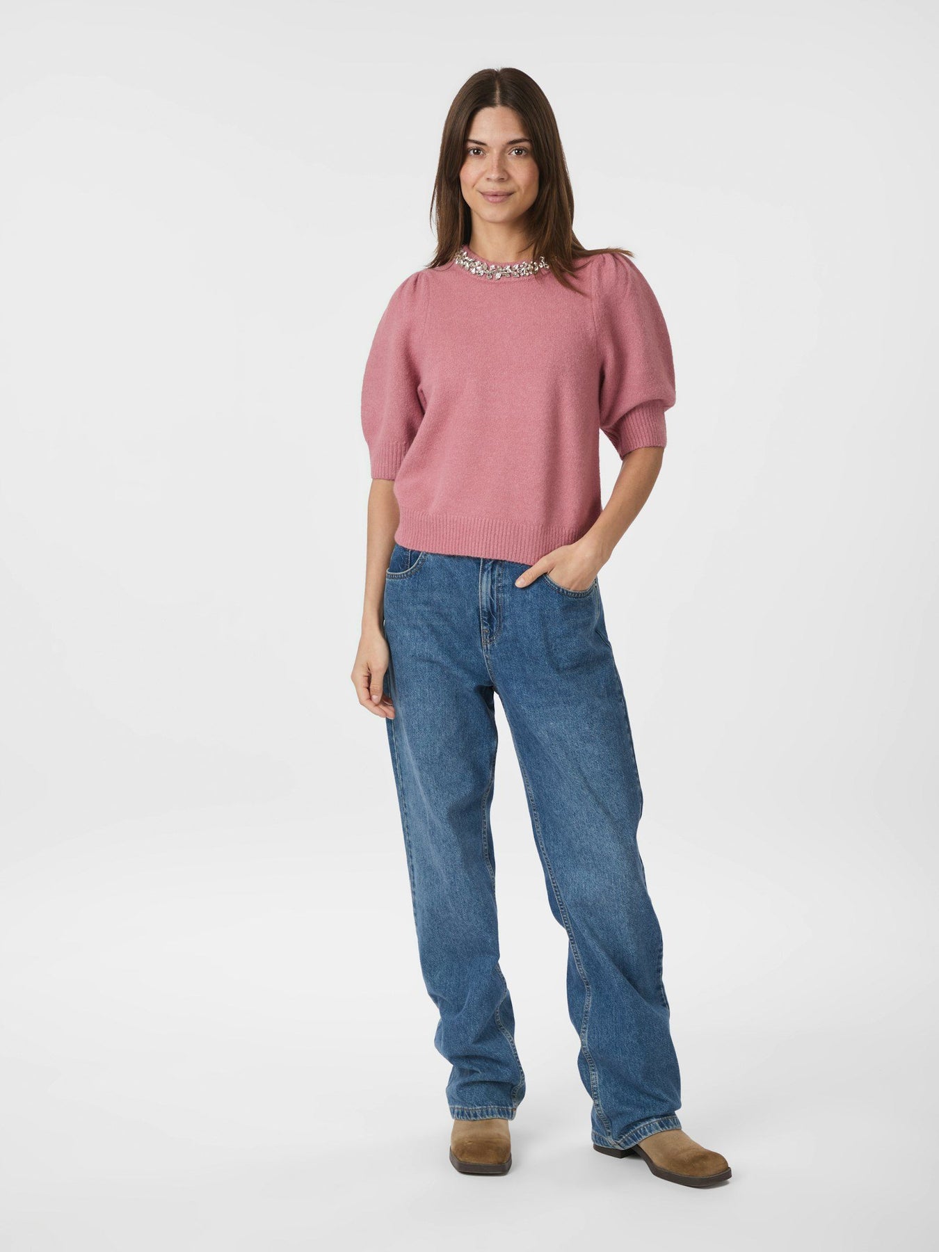 Maia Stone Knit Blouse - Rosa