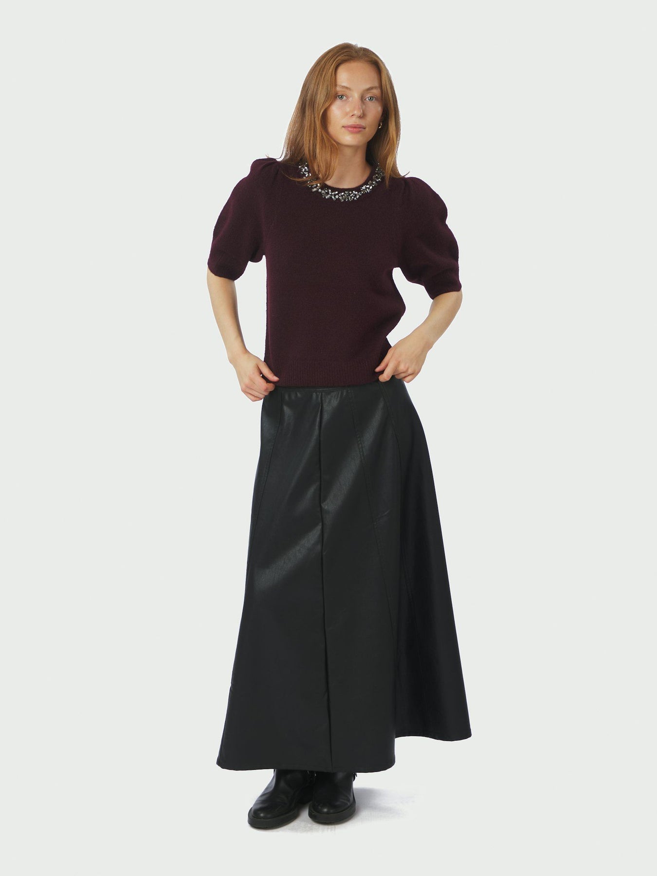 Maia Stone Knit Blouse - Wine
