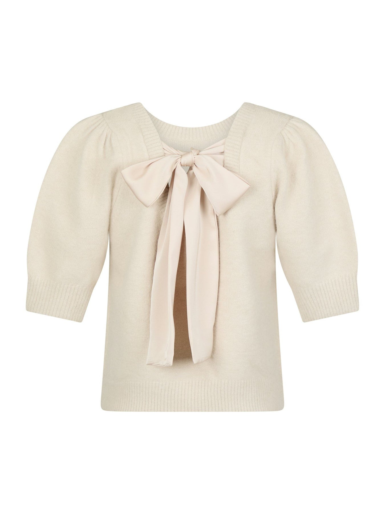 Martha Bow Knit Tee - Ivory