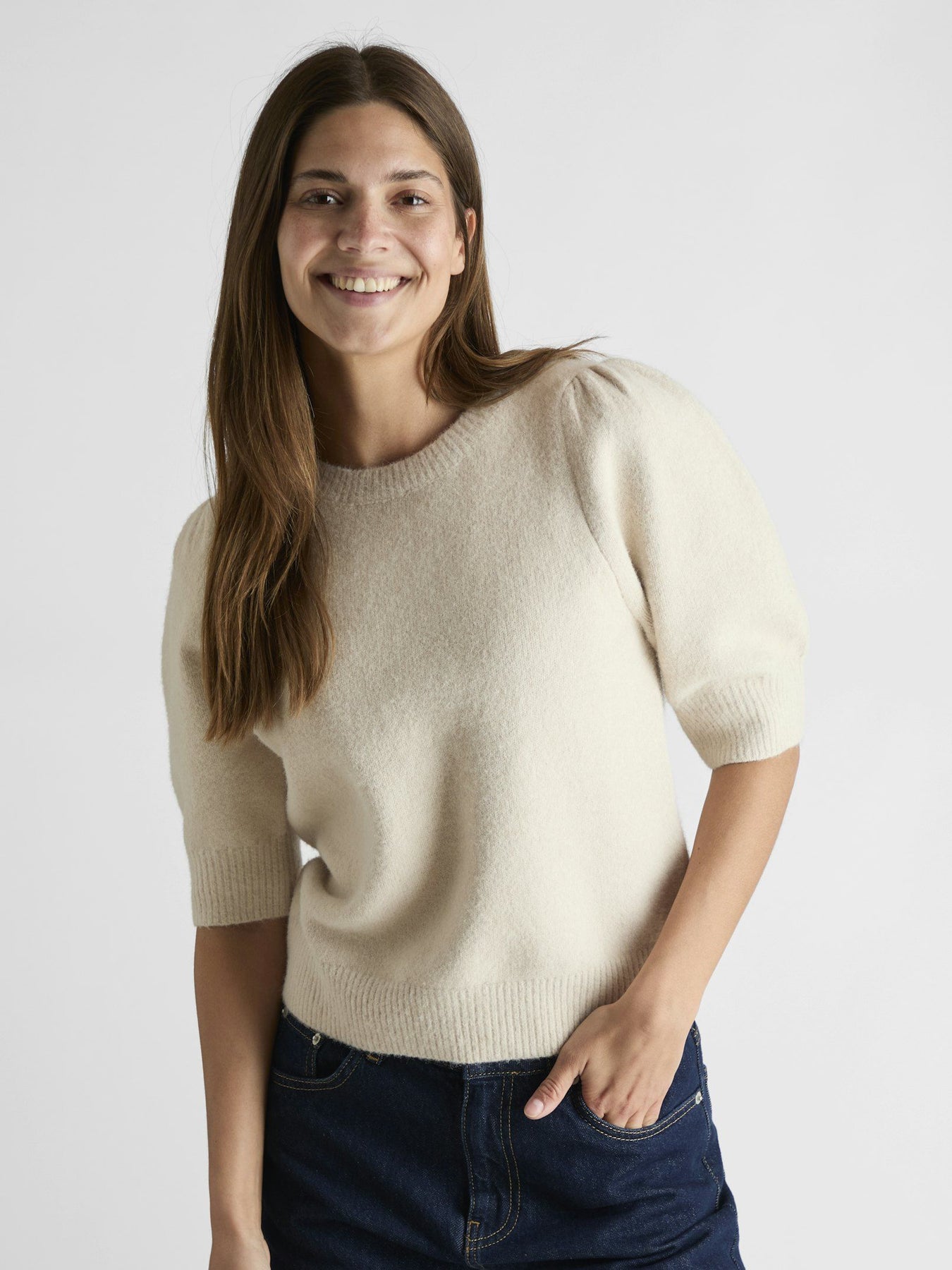 Martha Bow Knit Tee - Ivory