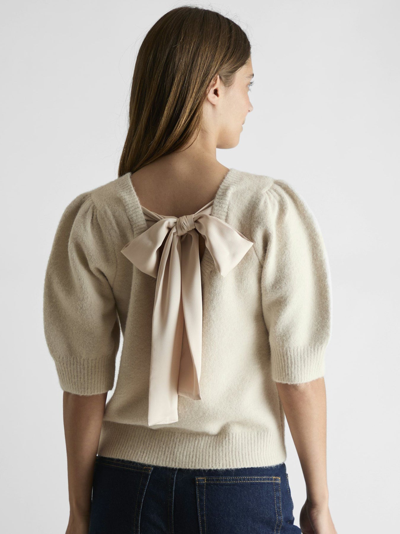 Martha Bow Knit Tee - Ivory