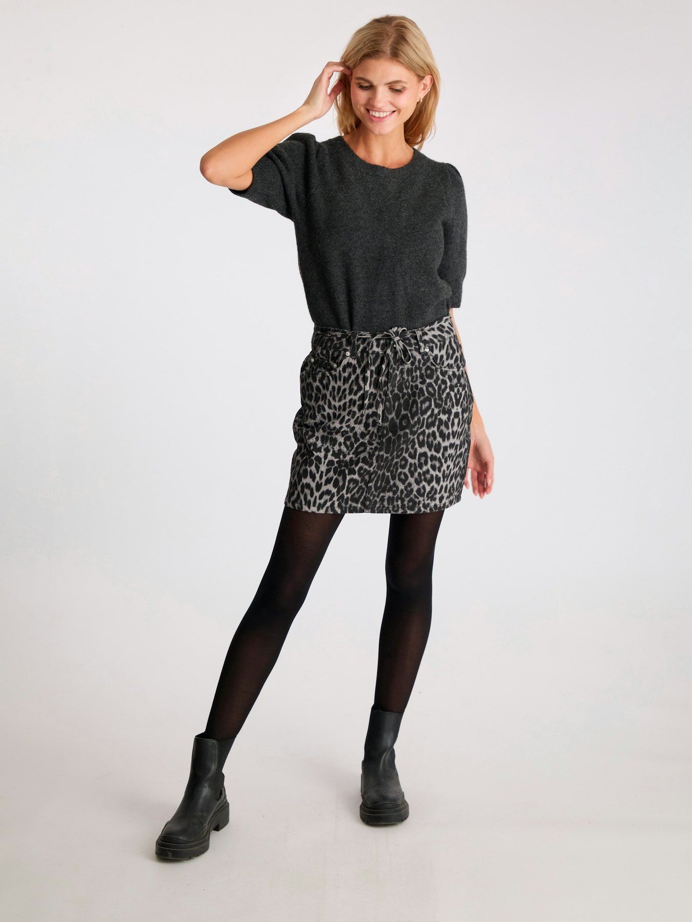 Martha Bow Knit Tee - Antracit