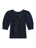 Martha Bow Knit Tee - Navy