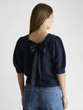 Martha Bow Knit Tee - Navy