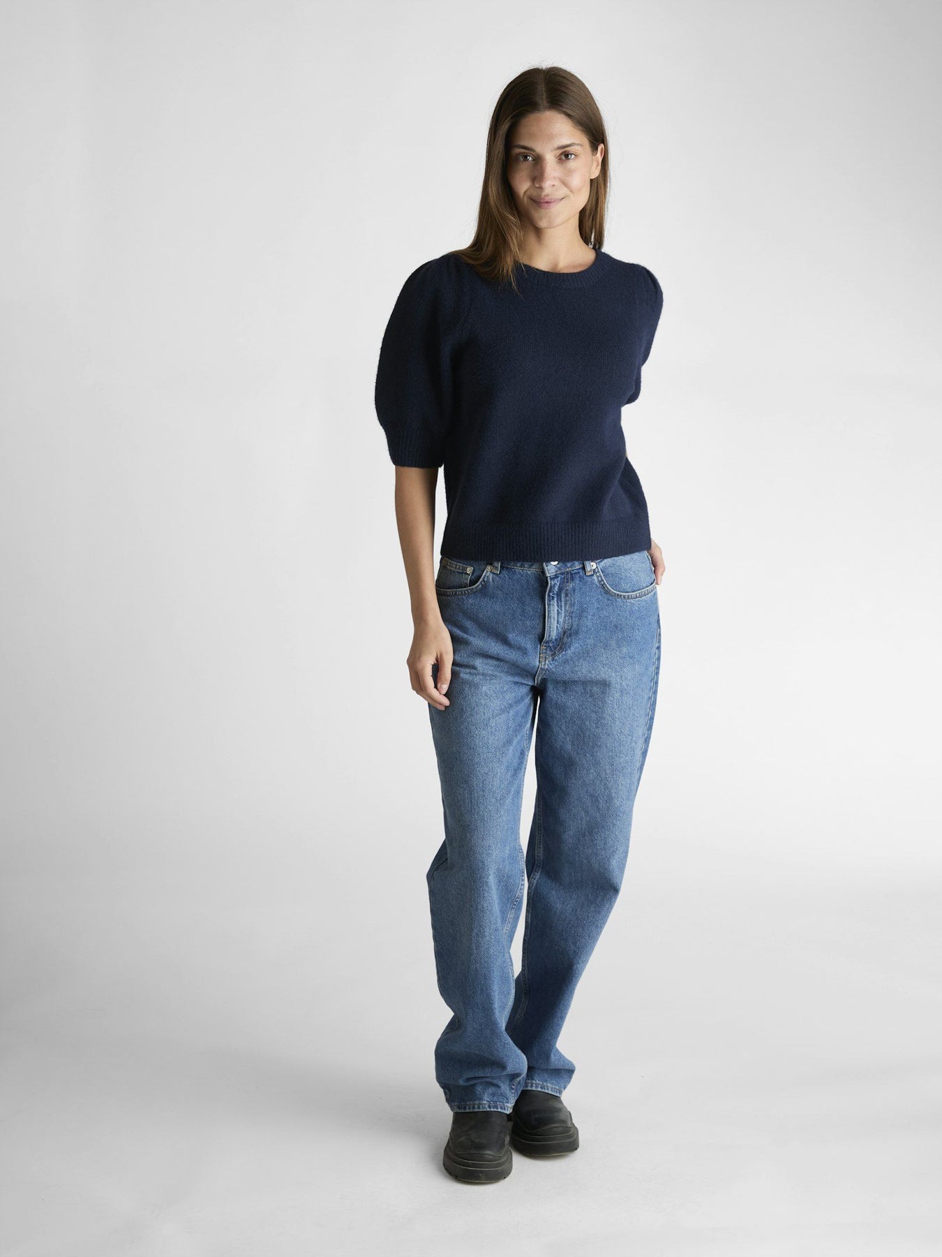 Martha Bow Knit Tee - Navy